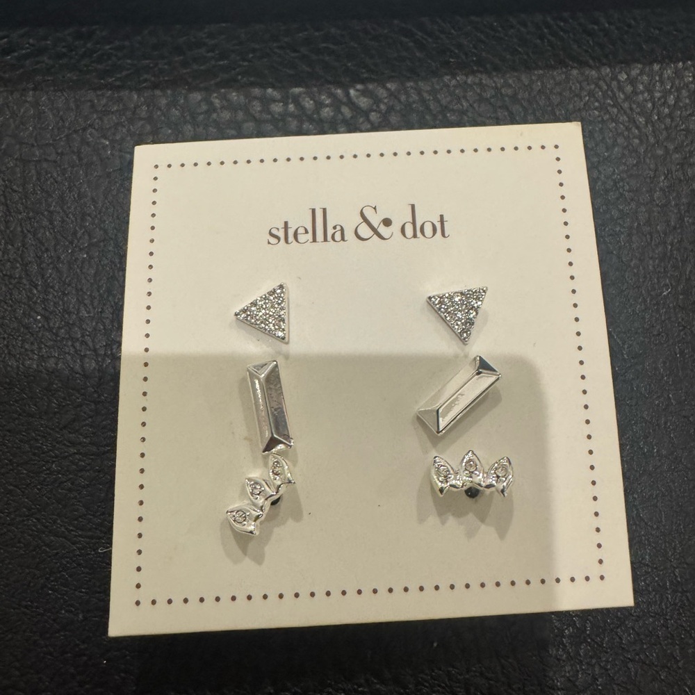 Stella & Dot Climbet Stud Trio -Silver